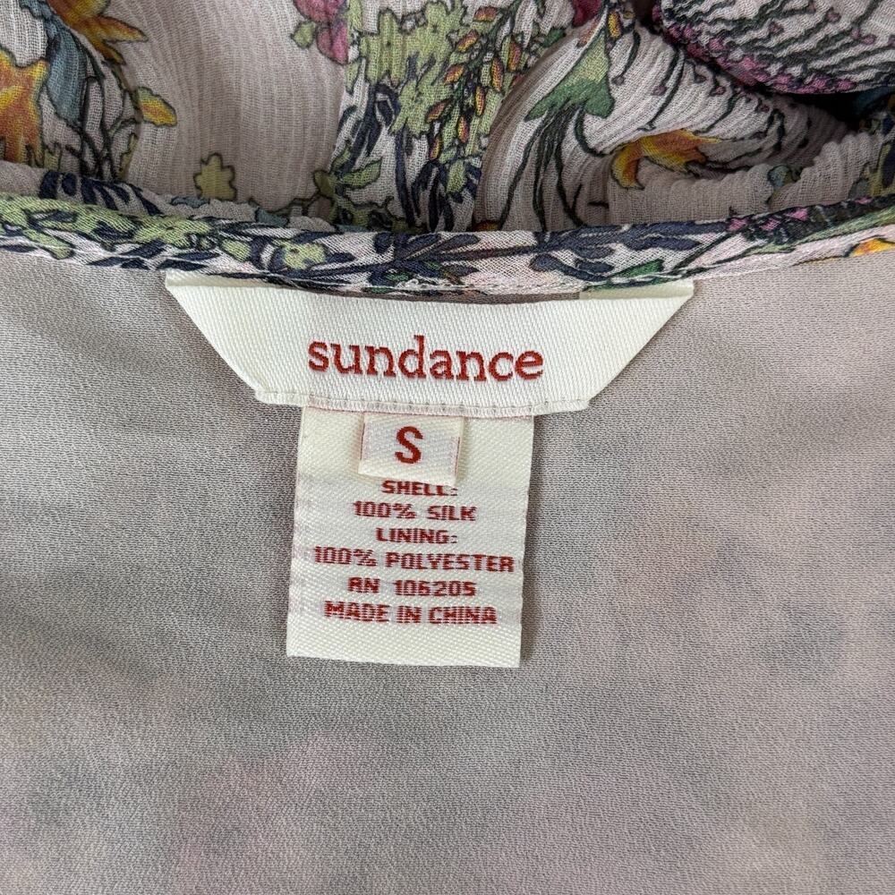 Sundance Silk Dress Womens Small Floral Boho Cottagecore Peasant Tunic Lace Trim - Picture 3 of 13